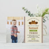 カウボーイウエスタンロデオ男の赤ちゃんフォト1st誕生日 招待状 (スタンド正面)