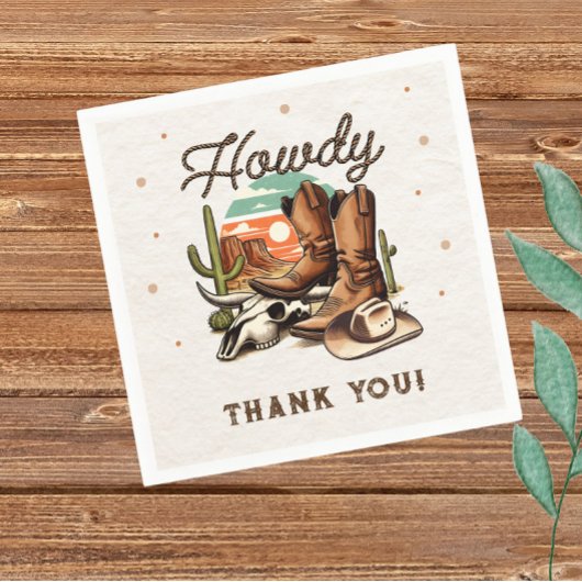 カウボーイウエスタンロデオ誕生日キッズ スタンダードカクテルナプキン