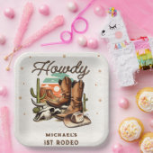 カウボーイウエスタンロデオ誕生日キッズ ペーパープレート (パーティー)