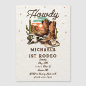カウボーイウエスタンロデオ誕生日キッズ マグネット招待状 (正面)