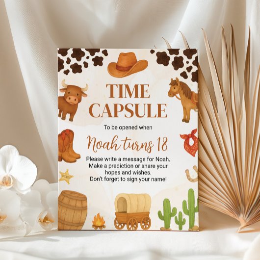 カウボーイウエスタンロデオ誕生日タイムカプセルサイン ポスター