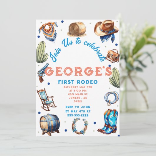 カウボーイウエスタンワイルドウェスト誕生日 招待状 (スタンド正面)