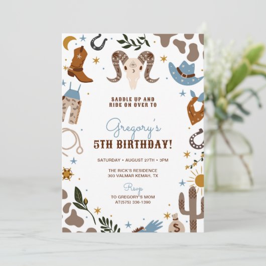 カウボーイウエスタンワイルドウエストロデオ誕生日 招待状 (スタンド正面)