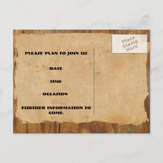 カウボーイウッドとバーワイヤー日付を保存 案内ポストカード (裏面)