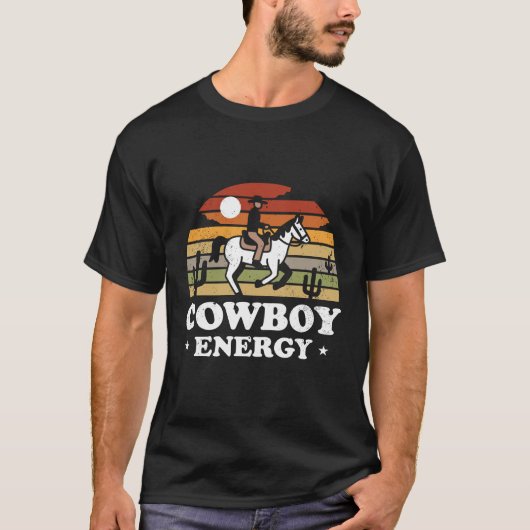 カウボーイエネルギーレトロサンセット Tシャツ (正面)