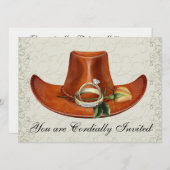 カウボーイエレガントハットイエローローズ結婚式招待状 招待状 (正面/裏面)