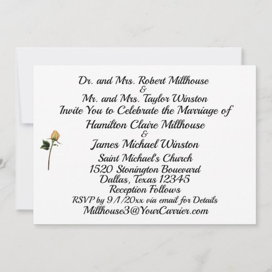 カウボーイエレガントハットイエローローズ結婚式招待状 招待状 (裏面)