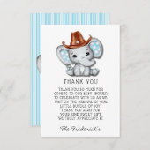 カウボーイエレファントベビーシャワーサンキューカード サンキューカード (正面/裏面)