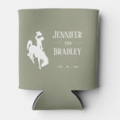 カウボーイオンセージグリーンパーソナライズされた 缶クーラー (正面)