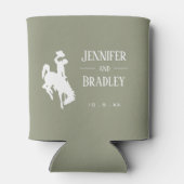 カウボーイオンセージグリーンパーソナライズされた 缶クーラー (裏面)