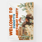 カウボーイオンホース誕生日パーティーへようこそ 横断幕 (縦)