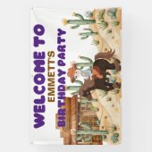 カウボーイオンホース誕生日パーティーへようこそ 横断幕 (縦)