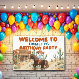 カウボーイオンホース誕生日パーティーへようこそ 横断幕