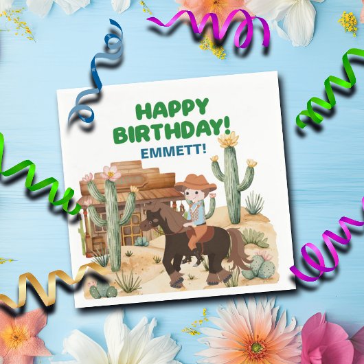 カウボーイオンホース誕生日パーティー スタンダードカクテルナプキン