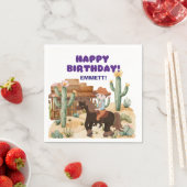 カウボーイオンホース誕生日パーティー スタンダードカクテルナプキン (インサイチュ)