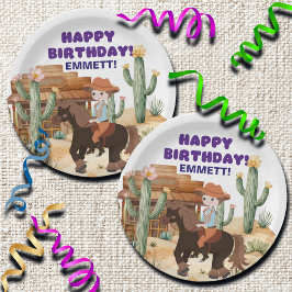 カウボーイオンホース誕生日パーティー ペーパープレート