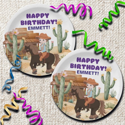 カウボーイオンホース誕生日パーティー ペーパープレート