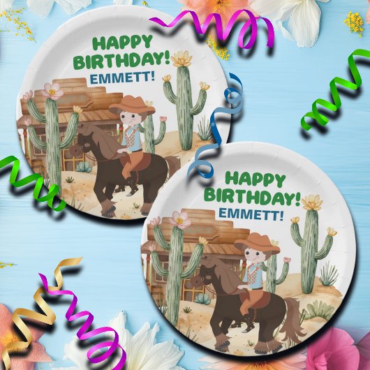 カウボーイオンホース誕生日パーティー ペーパープレート