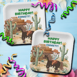カウボーイオンホース誕生日パーティー ペーパープレート