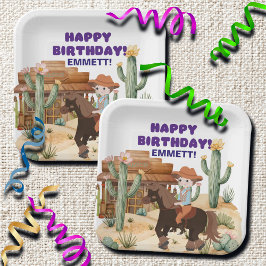 カウボーイオンホース誕生日パーティー ペーパープレート