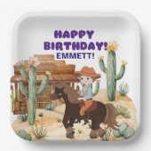 カウボーイオンホース誕生日パーティー ペーパープレート (正面)