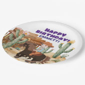 カウボーイオンホース誕生日パーティー ペーパープレート (アングル)