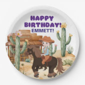 カウボーイオンホース誕生日パーティー ペーパープレート (正面)