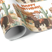 カウボーイオンホース誕生日パーティー ラッピングペーパー (ロールコーナー)