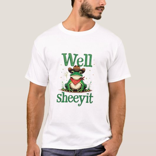 カウボーイカエル ウェスタン ミームTシャツ Well Sheeyit Tシャツ (正面)