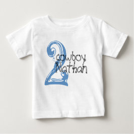 カウボーイカスタマイズ可能な2nd誕生日Tシャツ ベビーTシャツ