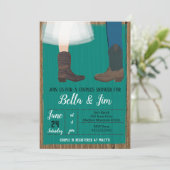 カウボーイカップルブライダルシャワーウェディングシャワー 招待状 (スタンド正面)