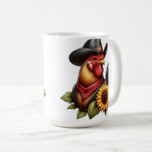 カウボーイカラフルハットのニワトリひまわり コーヒーマグカップ (正面右)