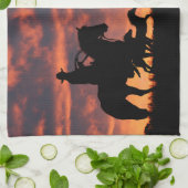 カウボーイカントリーウェスタンワイルドホース キッチンタオル (折り畳み)