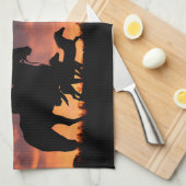 カウボーイカントリーウェスタンワイルドホース キッチンタオル (四つ折り)