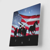 カウボーイカントリーウェスタンワイルドホース スクエア壁時計 (傾斜)