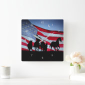 カウボーイカントリーウェスタンワイルドホース スクエア壁時計 (ホーム)