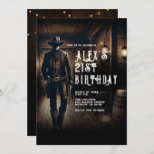 カウボーイカントリーウエスタンサロン誕生日パーティー 招待状 (正面/裏面)