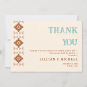 カウボーイカントリーウエスタンデザートテラコッタ結婚ズ サンキューカード (正面)