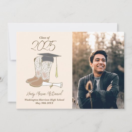 カウボーイカントリー写真卒業発表 招待状 (正面)