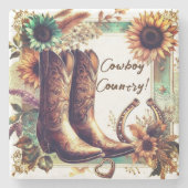 カウボーイカントリー素朴ウェスタン ストーンコースター (正面)