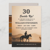 カウボーイカントリー素朴ヴィンテージ写真30th Birthday 招待状 (正面/裏面)
