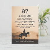 カウボーイカントリー素朴ヴィンテージ写真87誕生日 招待状 (スタンド正面)