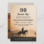 カウボーイカントリー素朴ヴィンテージ写真98誕生日 招待状 (正面/裏面)
