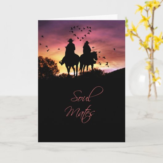 カウボーイカントリー西ソウルメイト私はあなたを愛 カード (黄色い花)