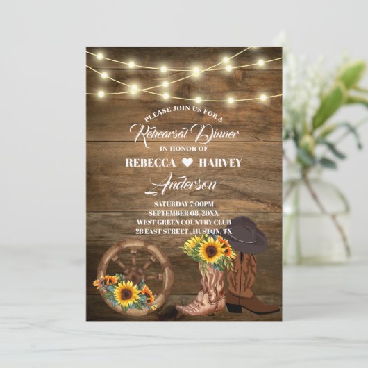 カウボーイカントリー西結婚のリハーサルのディナー 招待状 (スタンド正面)