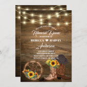 カウボーイカントリー西結婚のリハーサルのディナー 招待状 (正面/裏面)