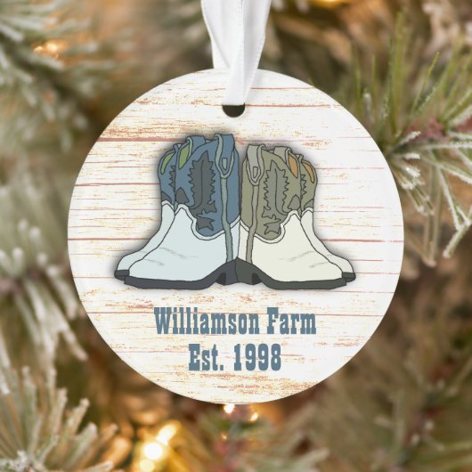 カウボーイカントリー西部カップル家族の名前 オーナメント (ツリー)