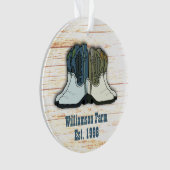 カウボーイカントリー西部カップル家族の名前 オーナメント (正面)