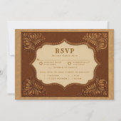 カウボーイカントリー調の革調の食事の選択可能な結婚式RSVP (正面)