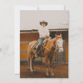 カウボーイカントリー ヴィンテージ リュスティック フォト 71歳の誕生日 招待状 (裏面)